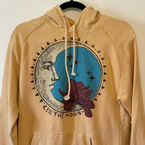 LIFE M drawstring hoodie long sleeve cream Kiss the Moon romantasy bohemian - Picture 2 of 7